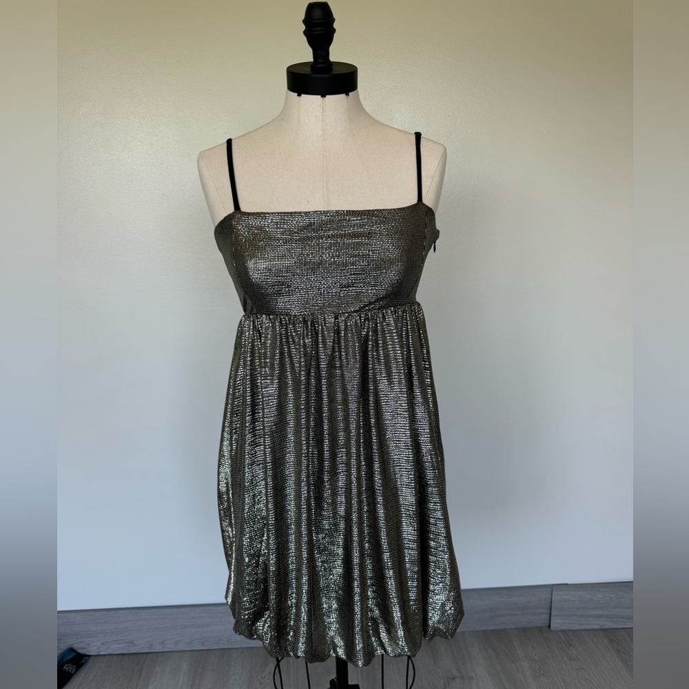 Black and gold metallic dress